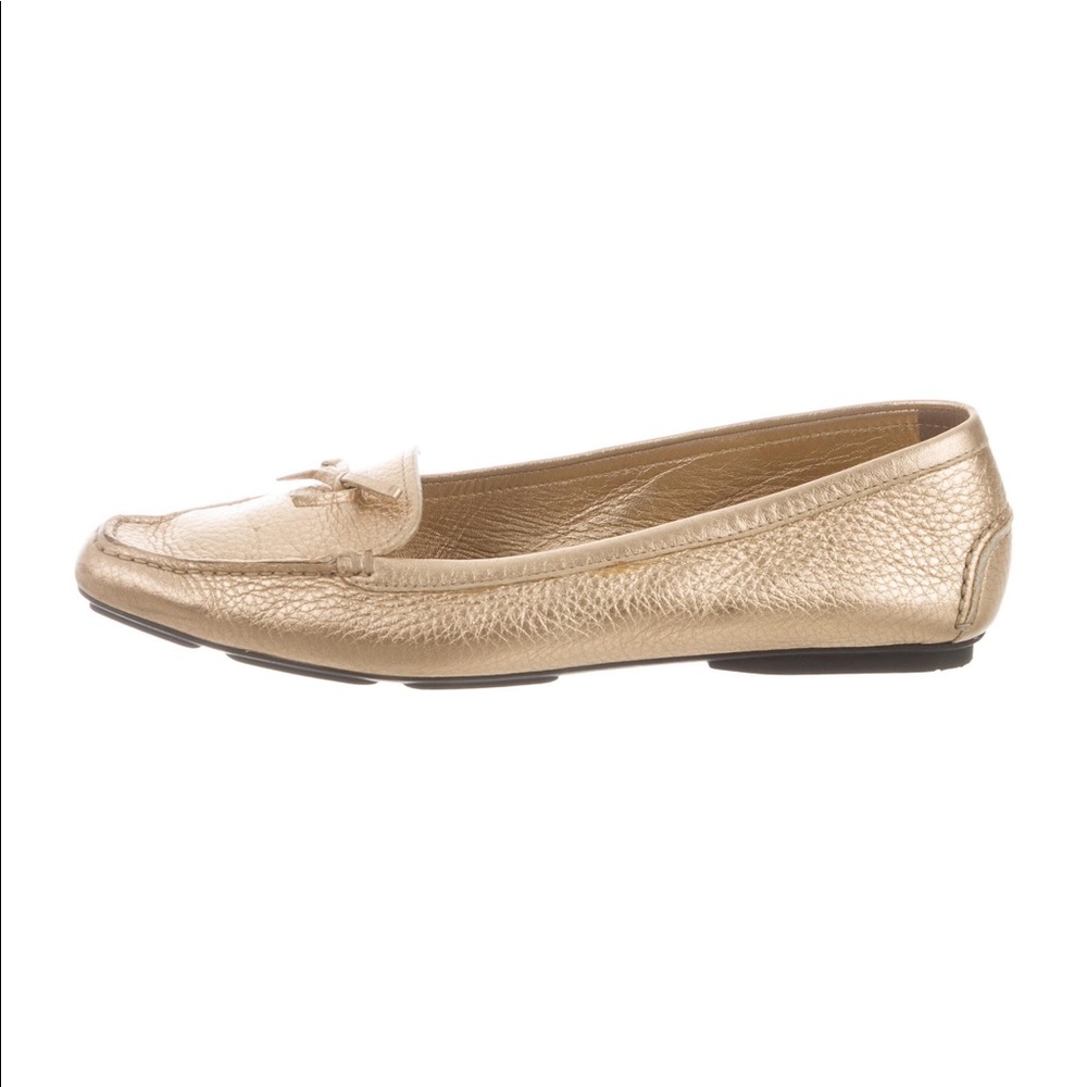 Prada Metallic Leather Loafers